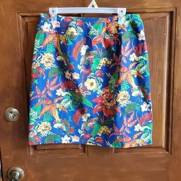 Talbots Colorful Floral‎ Side Zippered Lined Sz 12 Skirt - Picture 2 of 9